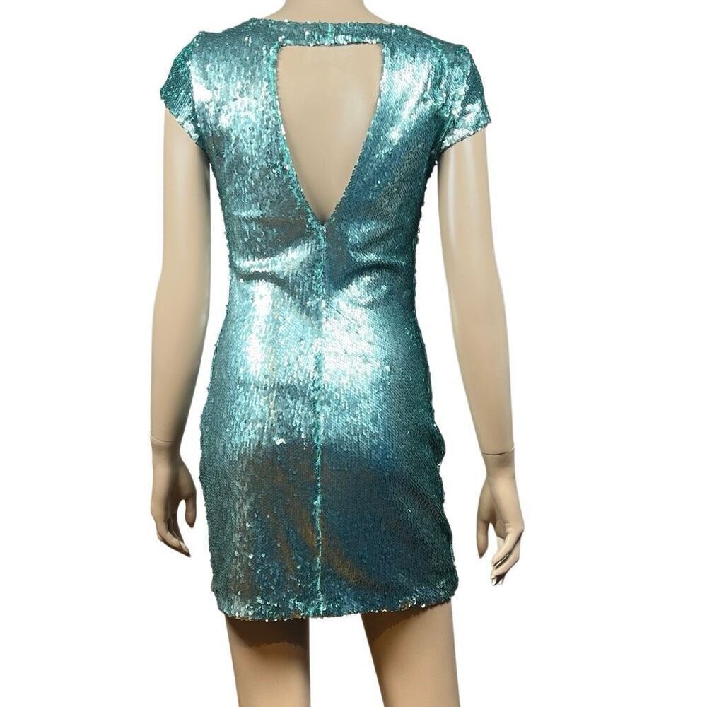Zara Basic Collection Green Sequin Mini Dress Xs … - image 6
